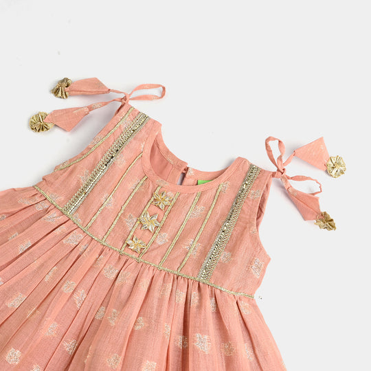 Infant Girls Jacquard Fancy 2Pcs Mahtabi-Peach