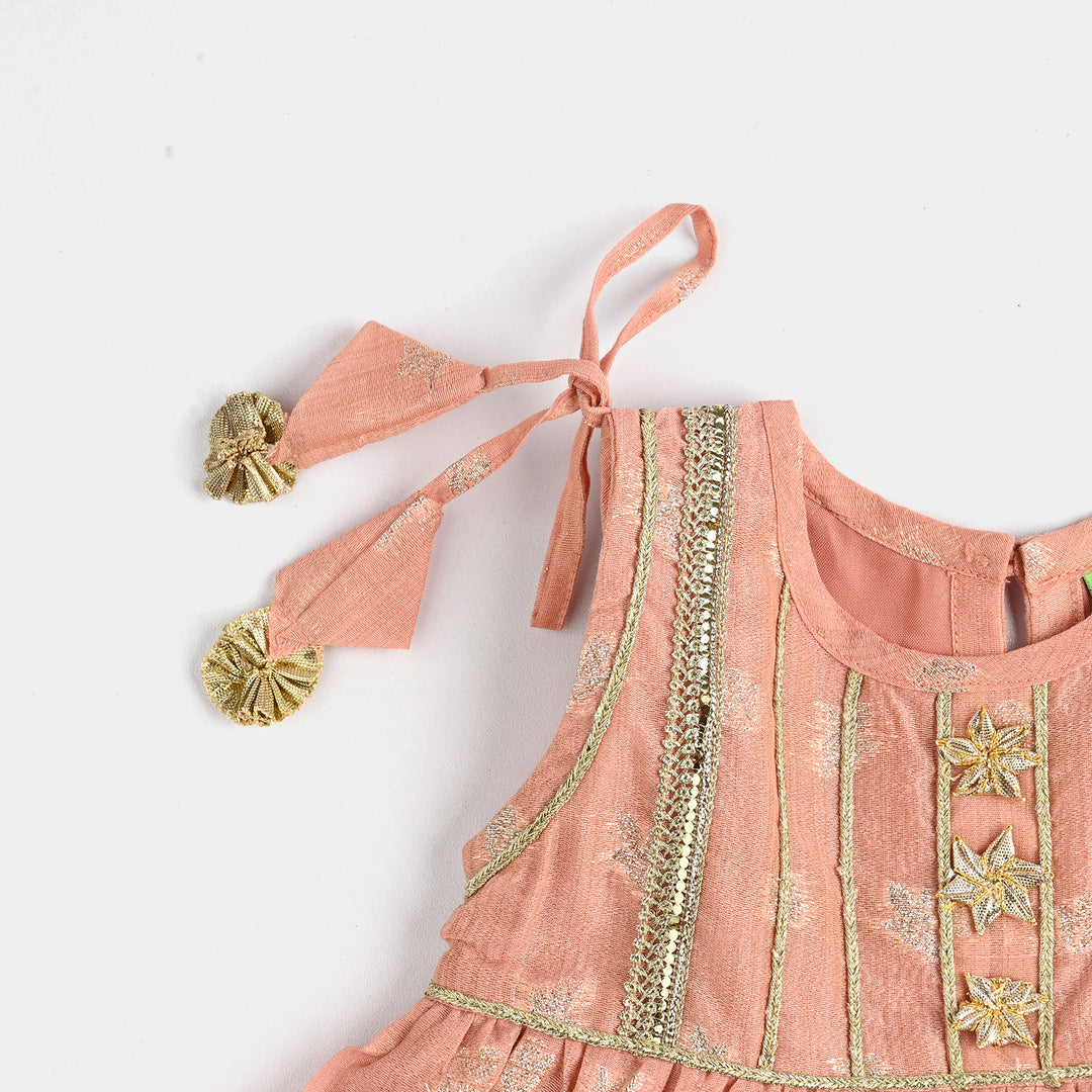 Infant Girls Jacquard Fancy 2Pcs Mahtabi-Peach