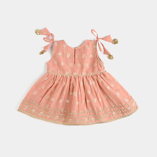 Infant Girls Jacquard Fancy 2Pcs Mahtabi-Peach