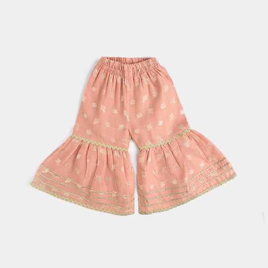 Infant Girls Jacquard Fancy 2Pcs Mahtabi-Peach