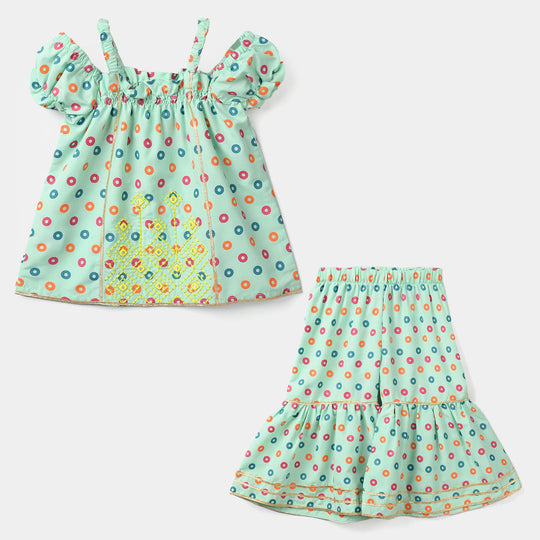 Infant Girls Raw Silk 2Pcs - Mint Green