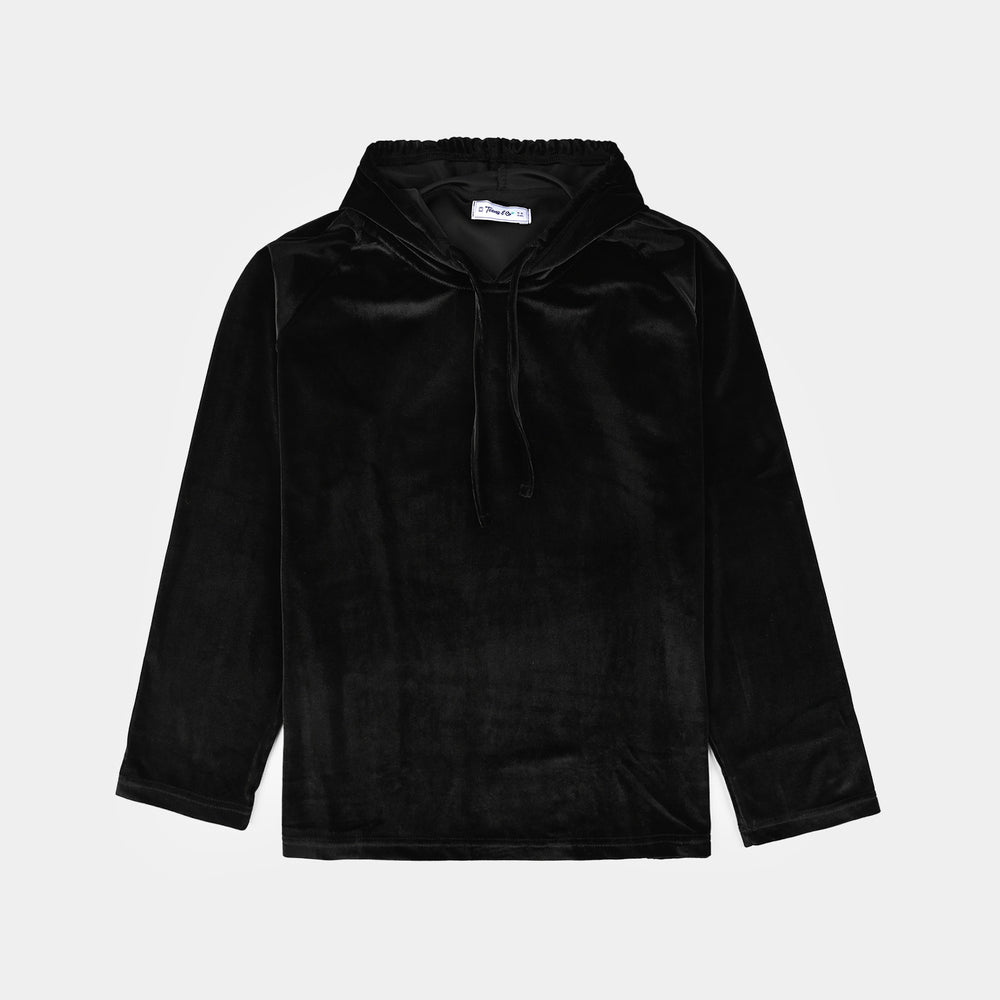 Teens Girls Velvet Velvet CO-Ord Set-BLACK