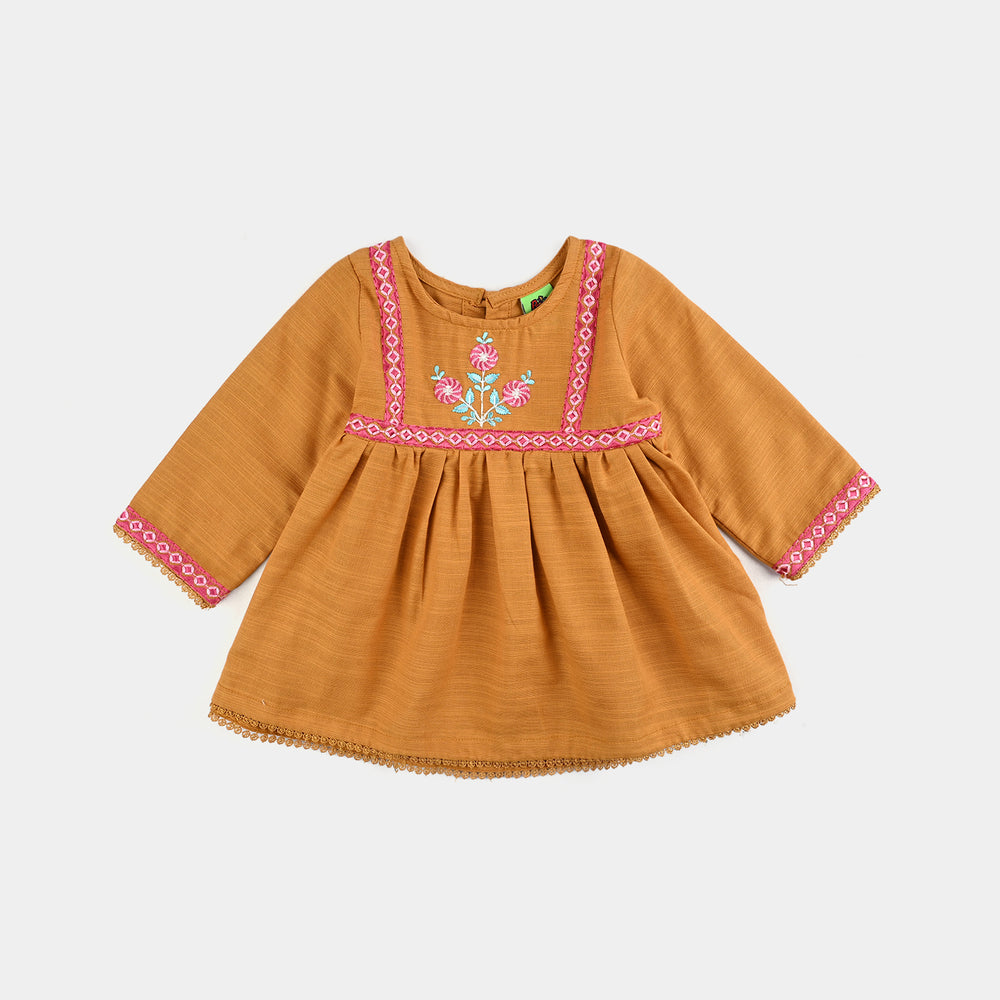 Infant Girls Slub Jersey Emb 2Pcs Zoha-Mustard