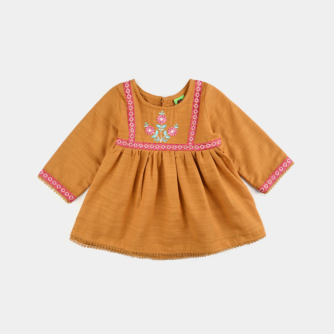 Infant Girls Slub Jersey Emb 2Pcs Zoha-Mustard