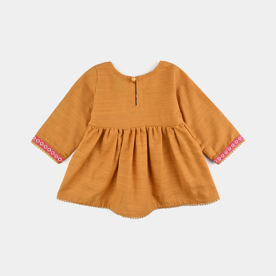Infant Girls Slub Jersey Emb 2Pcs Zoha-Mustard