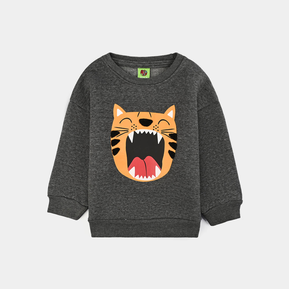Infant Boys Fleece Sweatshirt (Tiger Face) - Grey
