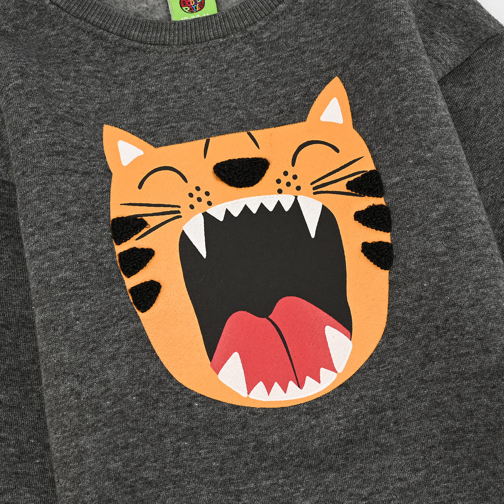 Infant Boys Fleece Sweatshirt TIGER FACE-GREY