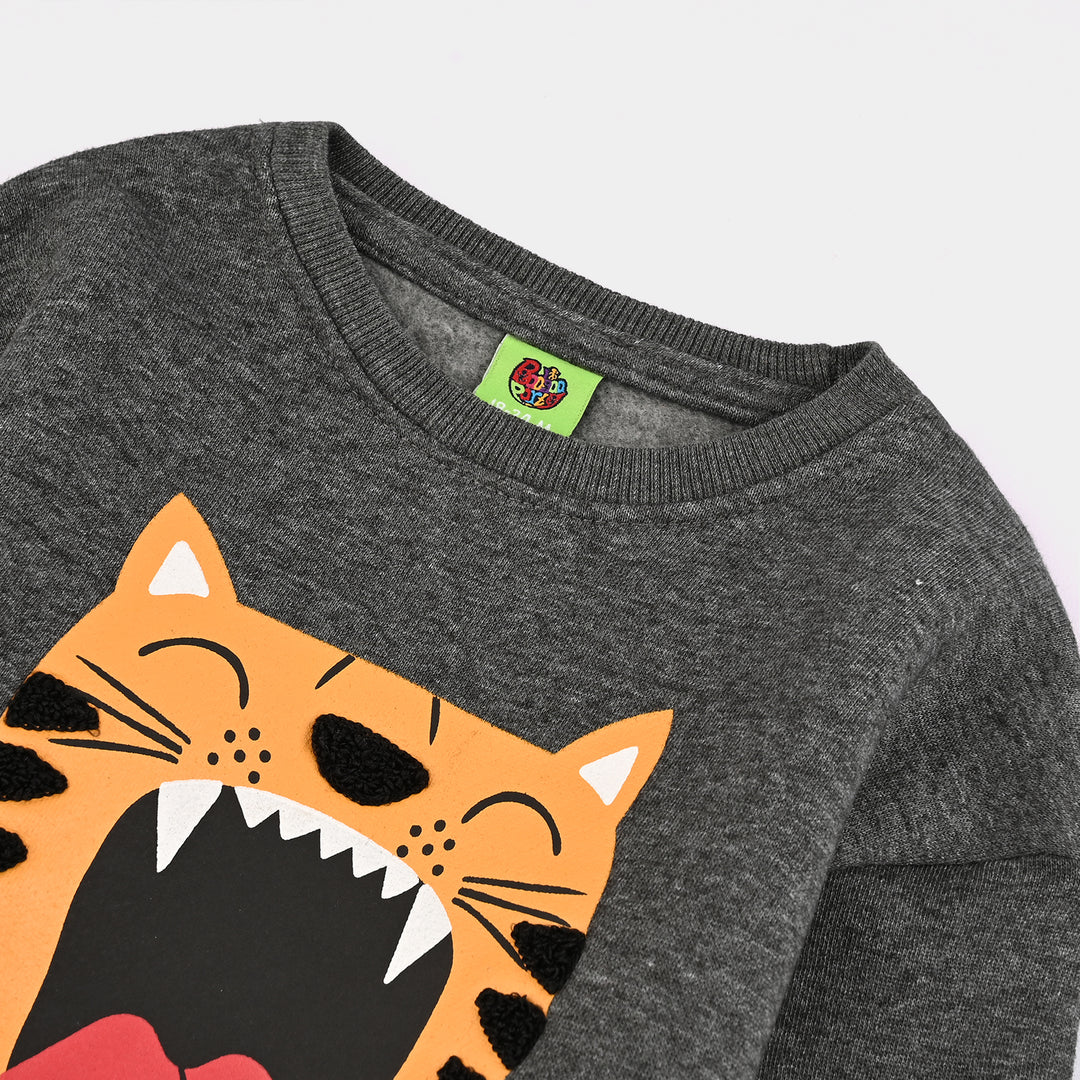 Infant Boys Fleece Sweatshirt TIGER FACE-GREY