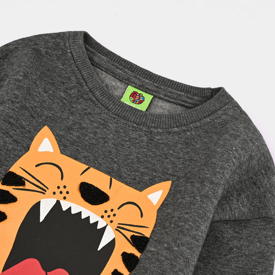 Infant Boys Fleece Sweatshirt TIGER FACE-GREY