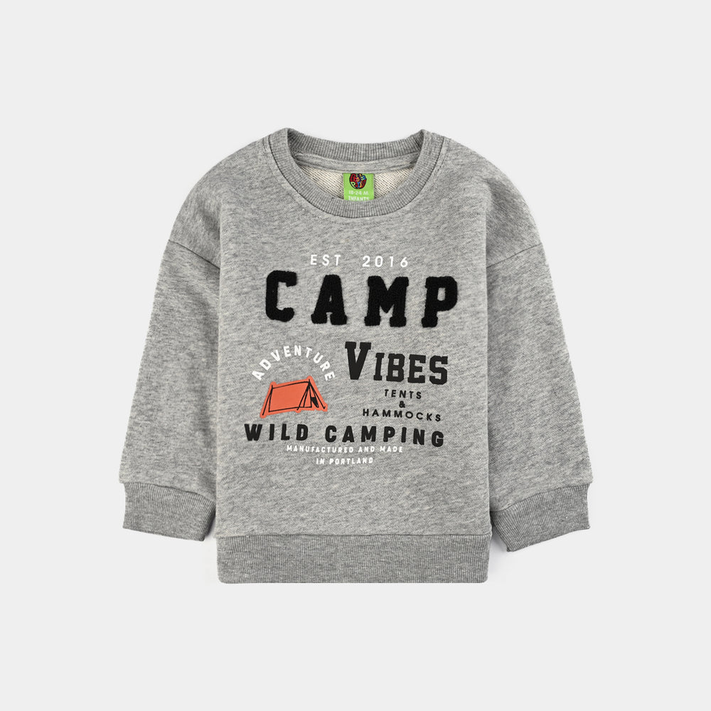 Infant Boys Jersey/Terry Sweatshirt (Camp Vibes) - Grey