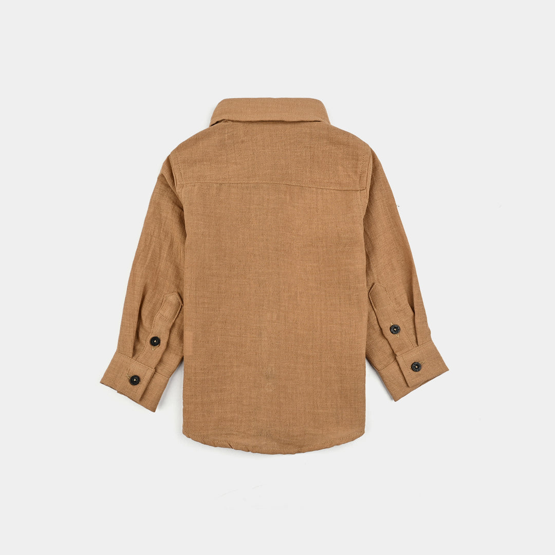 Infant Boys Yarn Dyed Shirt (Dessert)-BROWN