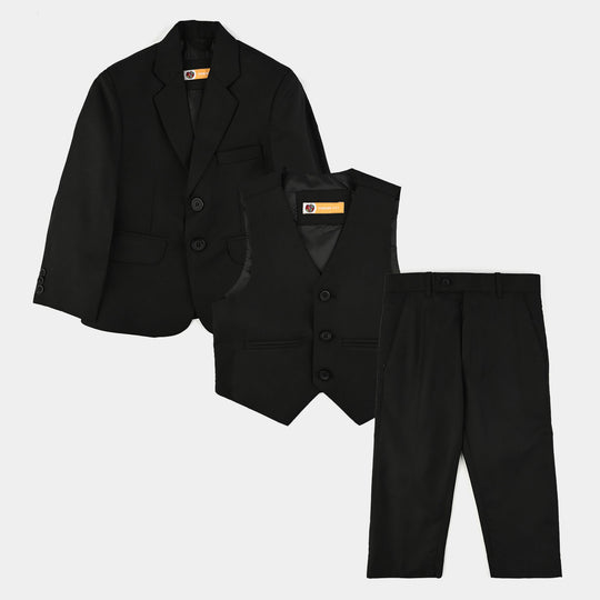Boys Cotton Twill 3 Piece suit - Black