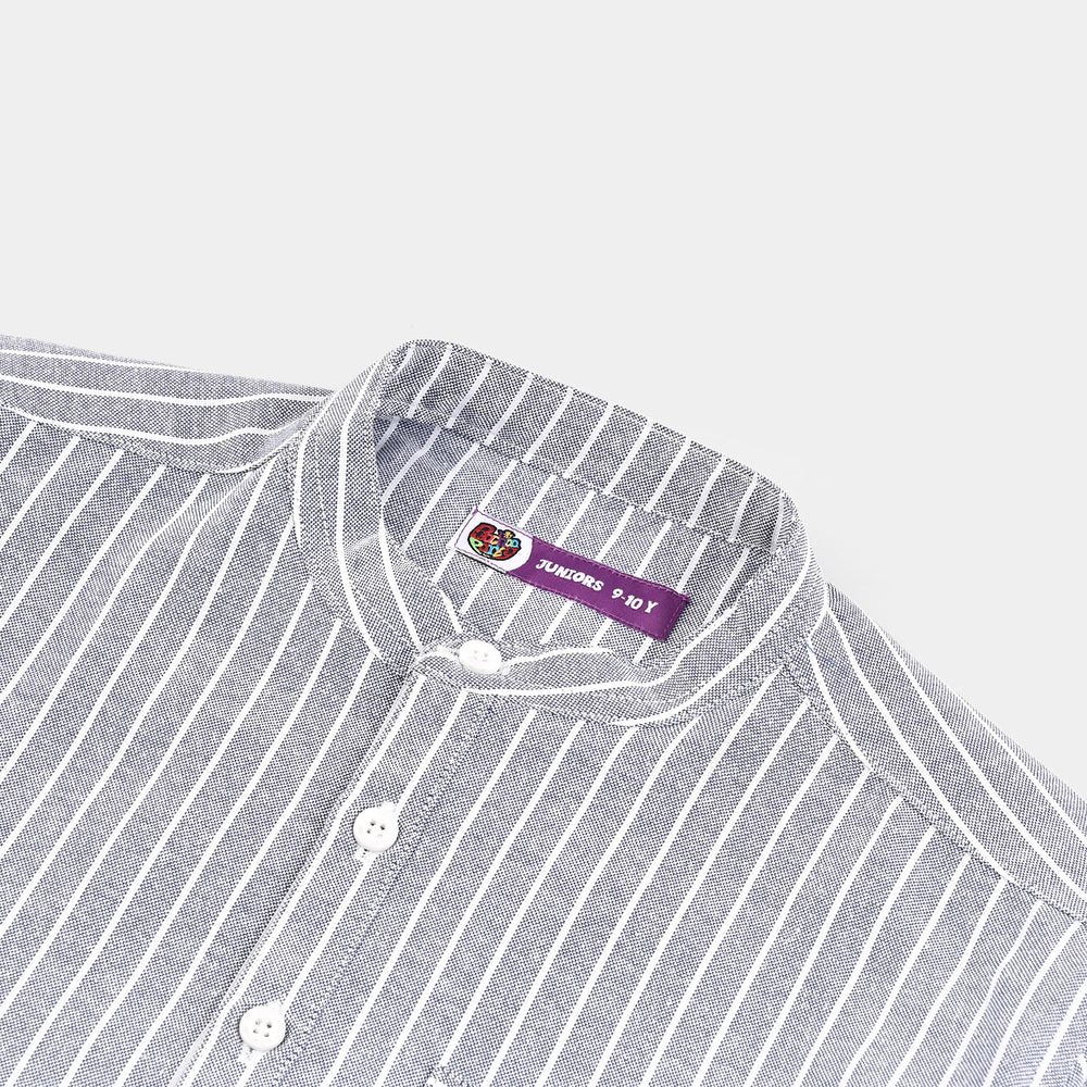 Boys Yarn Dyed Shirt (Tunic Bold Stripe)-BLUE