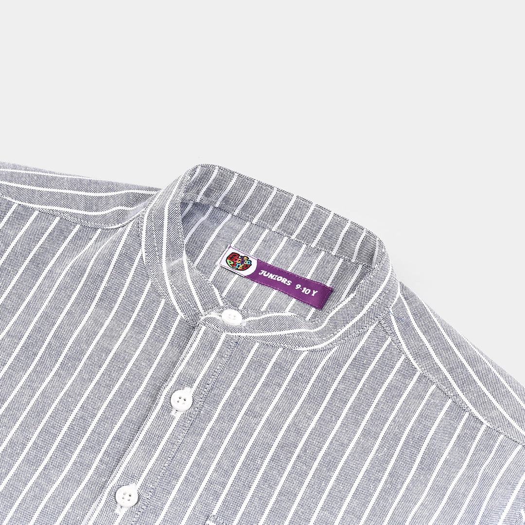 Boys Yarn Dyed Shirt (Tunic Bold Stripe)-BLUE