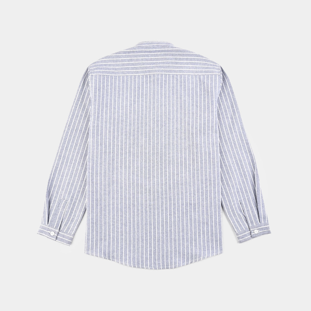 Boys Yarn Dyed Shirt (Tunic Bold Stripe)-BLUE