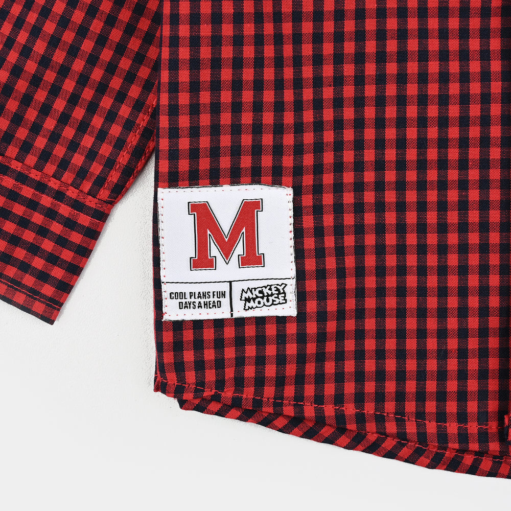 Infant Boys Yarn Dyed Shirt-Red
