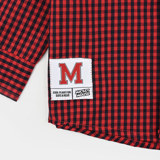 Infant Boys Yarn Dyed Shirt-Red