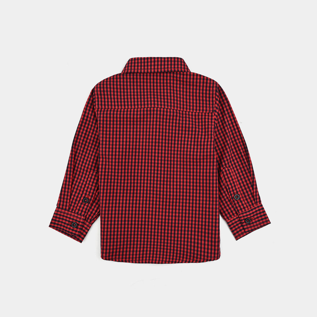 Infant Boys Yarn Dyed Shirt-Red