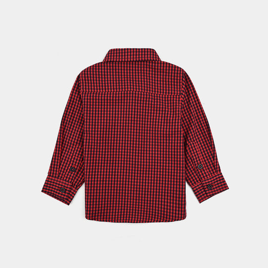 Infant Boys Yarn Dyed Shirt-Red