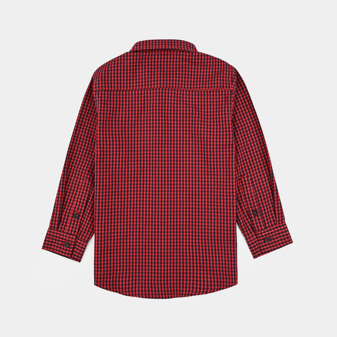 Boys Yarn Dyed Shirt-Red