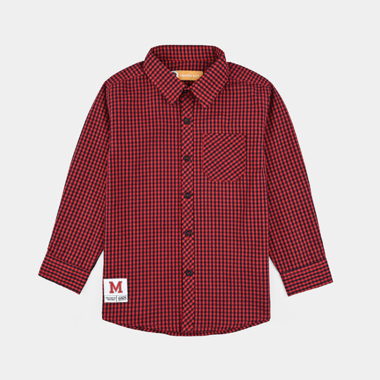 Boys Yarn Dyed Shirt-Red
