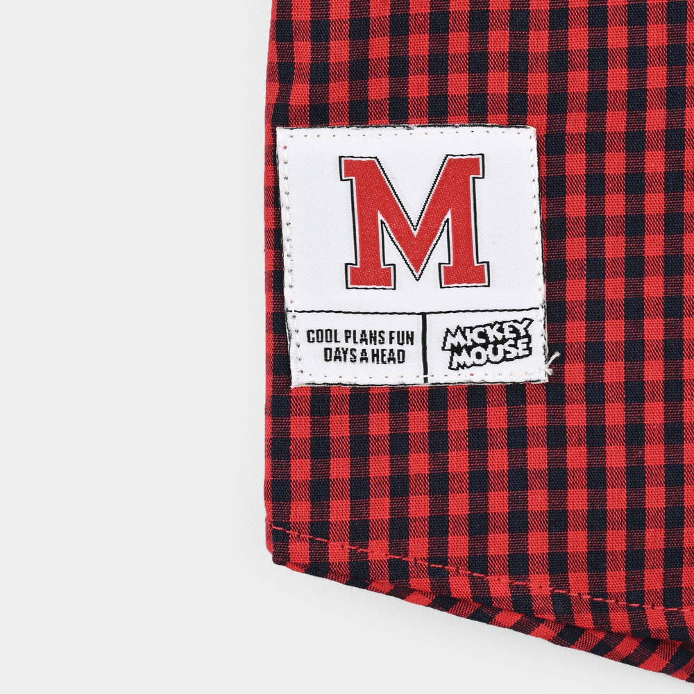 Boys Yarn Dyed Shirt-Red