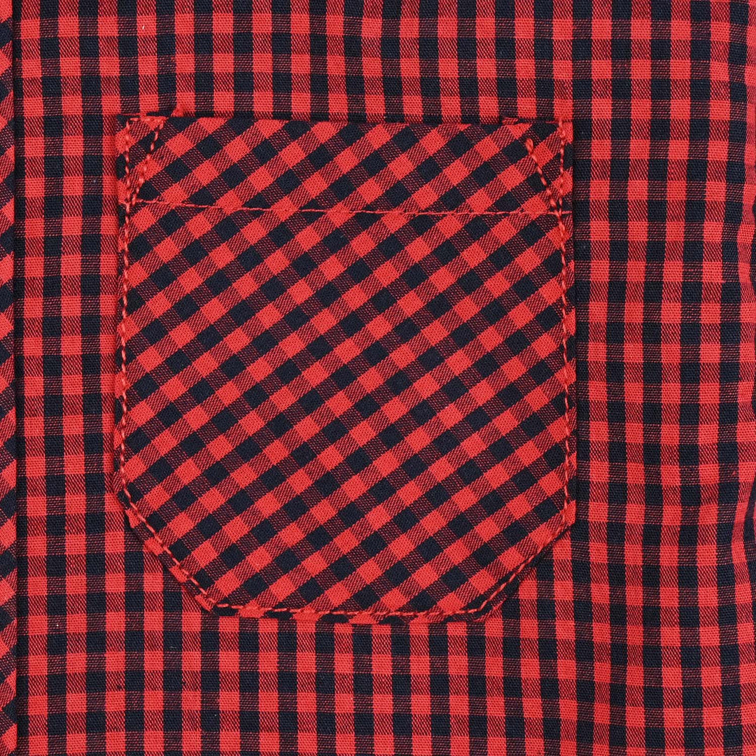 Boys Yarn Dyed Shirt-Red