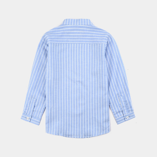 Boys Yarn Dyed Shirt (Tunic)-Light Blue