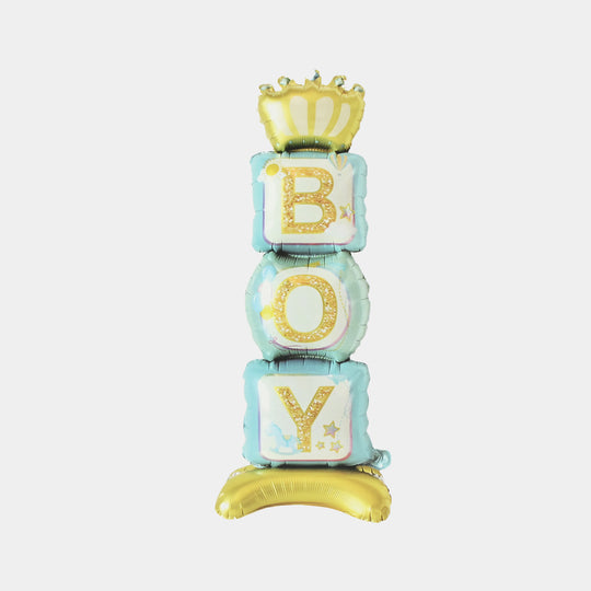 Crown Pedestal Boy Foil Balloons