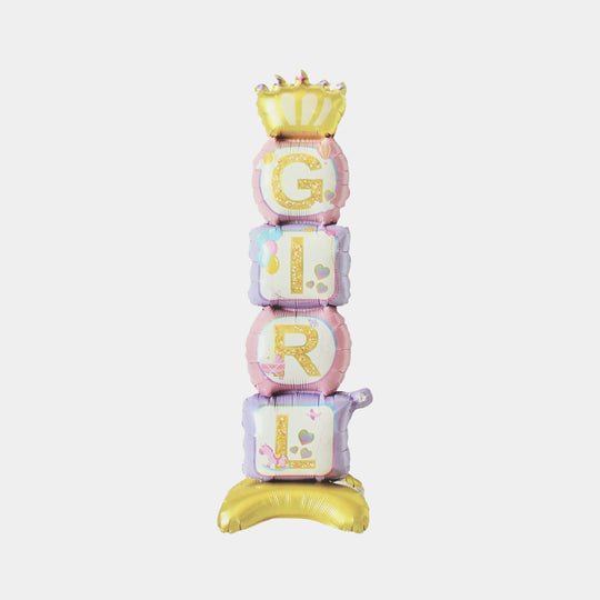 Crown Pedestal Girl Foil Balloons