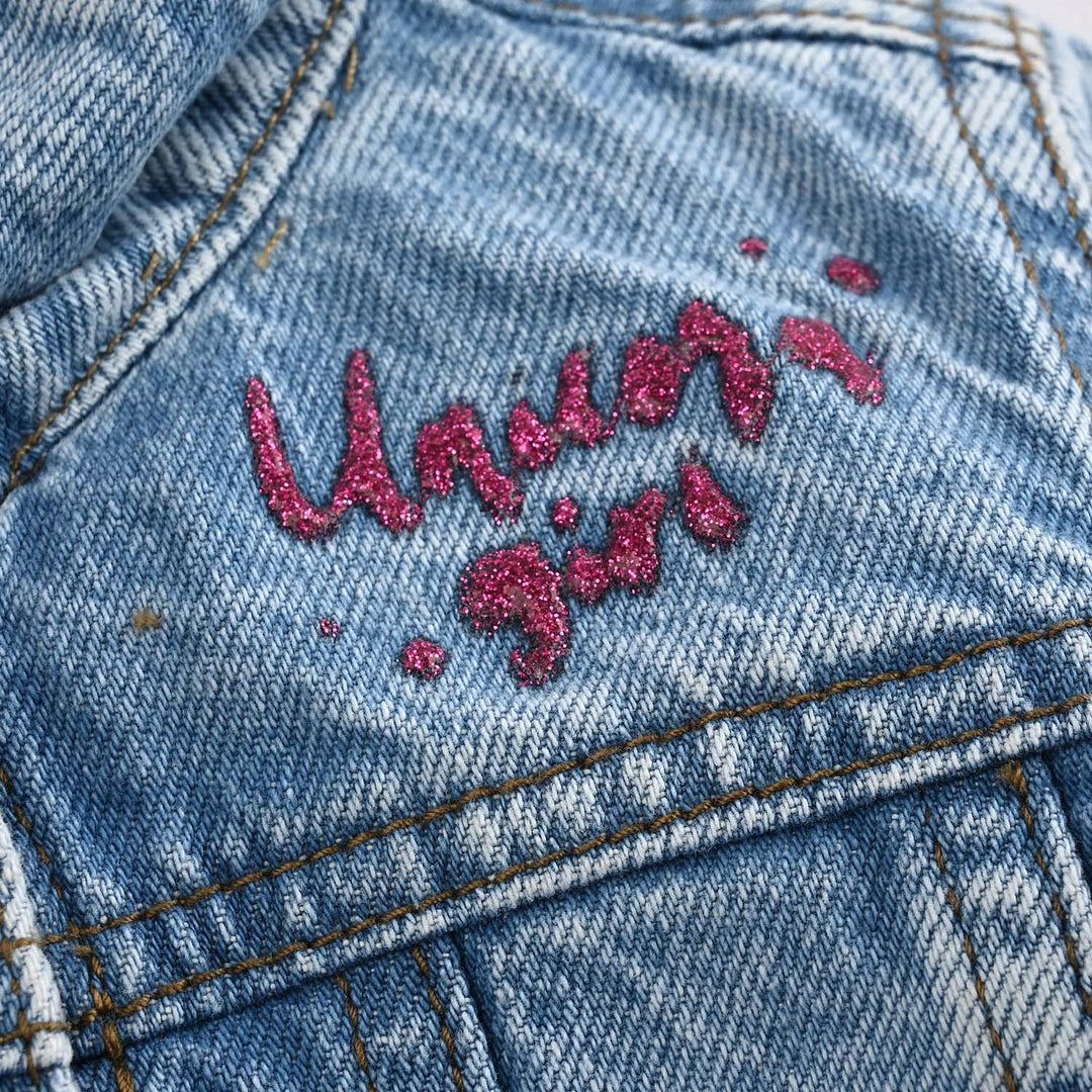 Infant Girls Denim Stretch Jacket RAINBOW-Mid Blue
