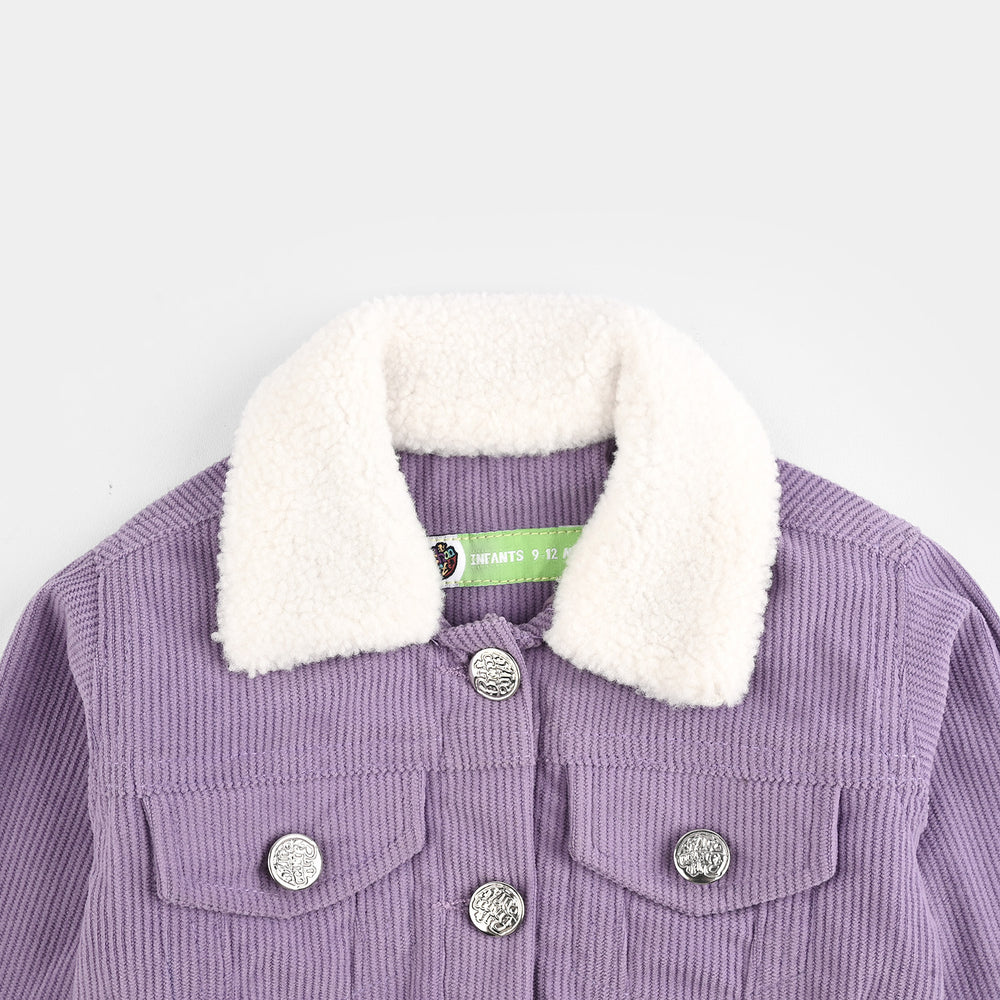 Infant Girls Corduroy Woven Jacket Meow-PURPLE
