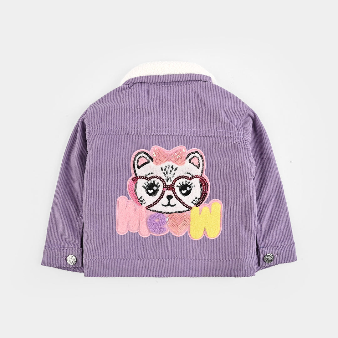 Infant Girls Corduroy Woven Jacket Meow-PURPLE