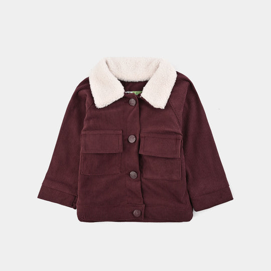 Infant Girls Corduroy Woven Jacket Raglan Sherpa-MAROON