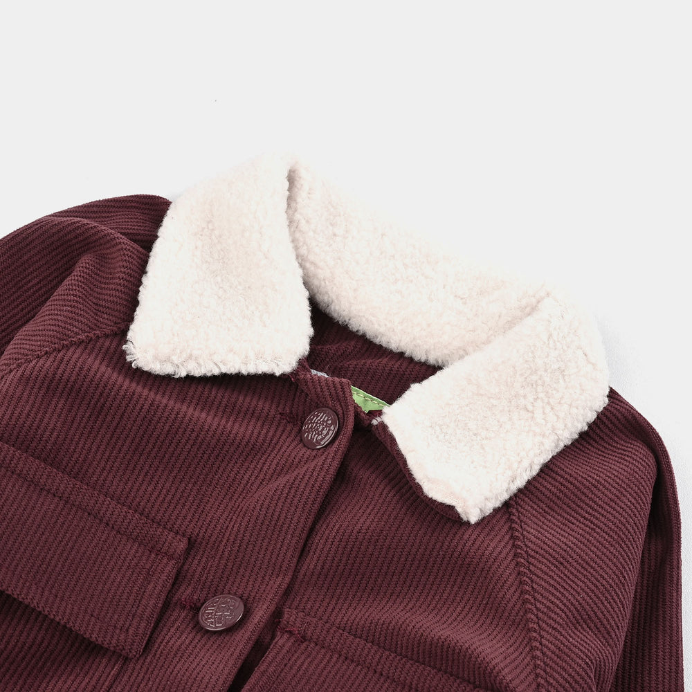 Infant Girls Corduroy Woven Jacket Raglan Sherpa-MAROON