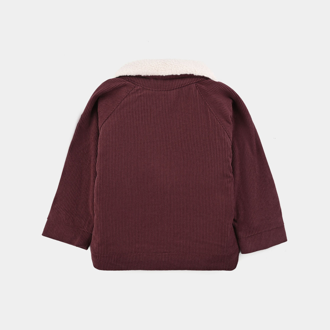 Infant Girls Corduroy Woven Jacket Raglan Sherpa-MAROON