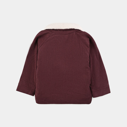Infant Girls Corduroy Woven Jacket Raglan Sherpa-MAROON