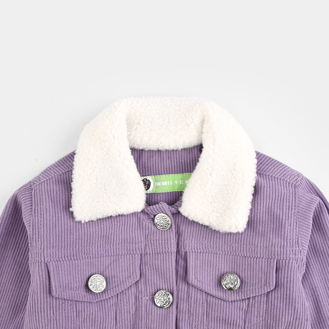 Infant Girls Corduroy Woven Jacket-PURPLE