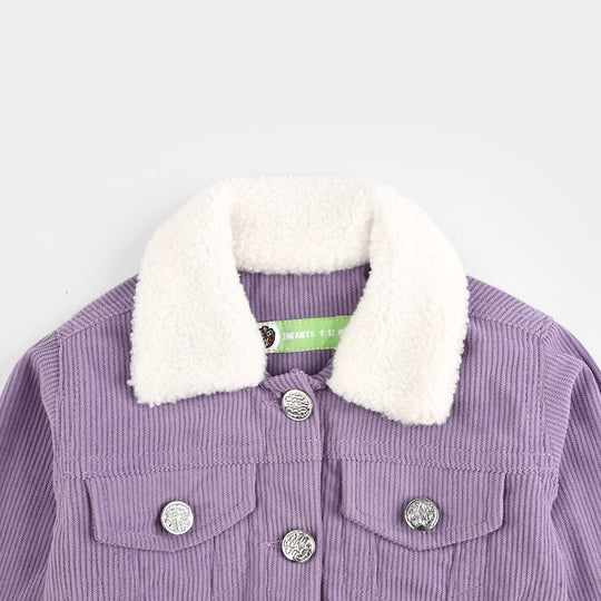 Infant Girls Corduroy Woven Jacket-PURPLE
