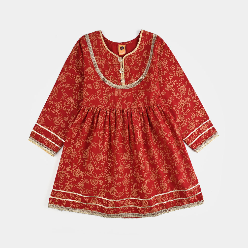 Girls Raw Silk 4PCs Mumtaz-Red