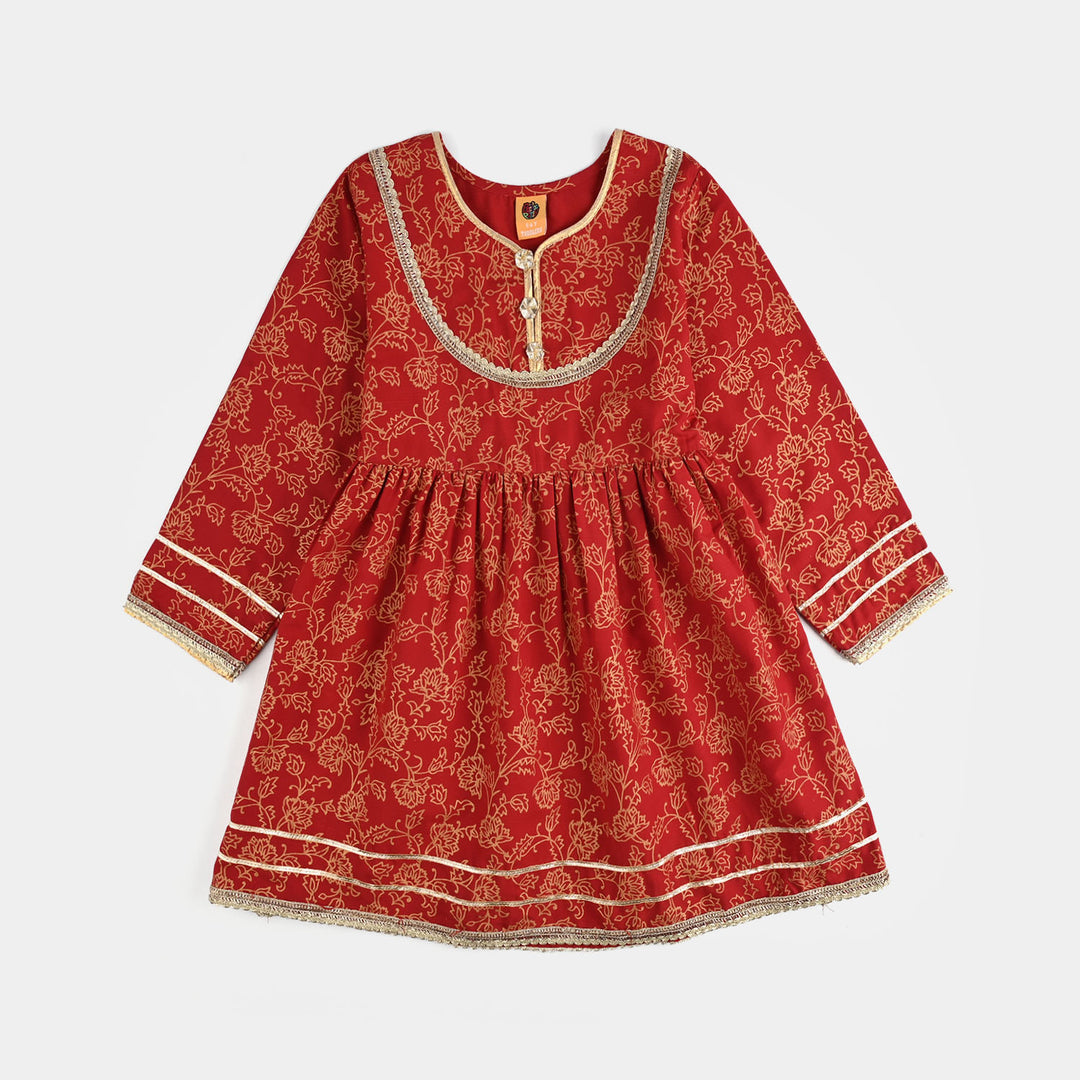 Girls Raw Silk 4PCs Mumtaz-Red