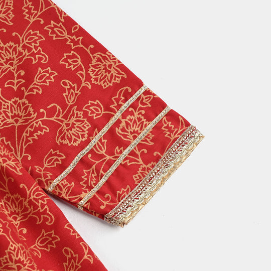 Girls Raw Silk 4PCs Mumtaz-Red