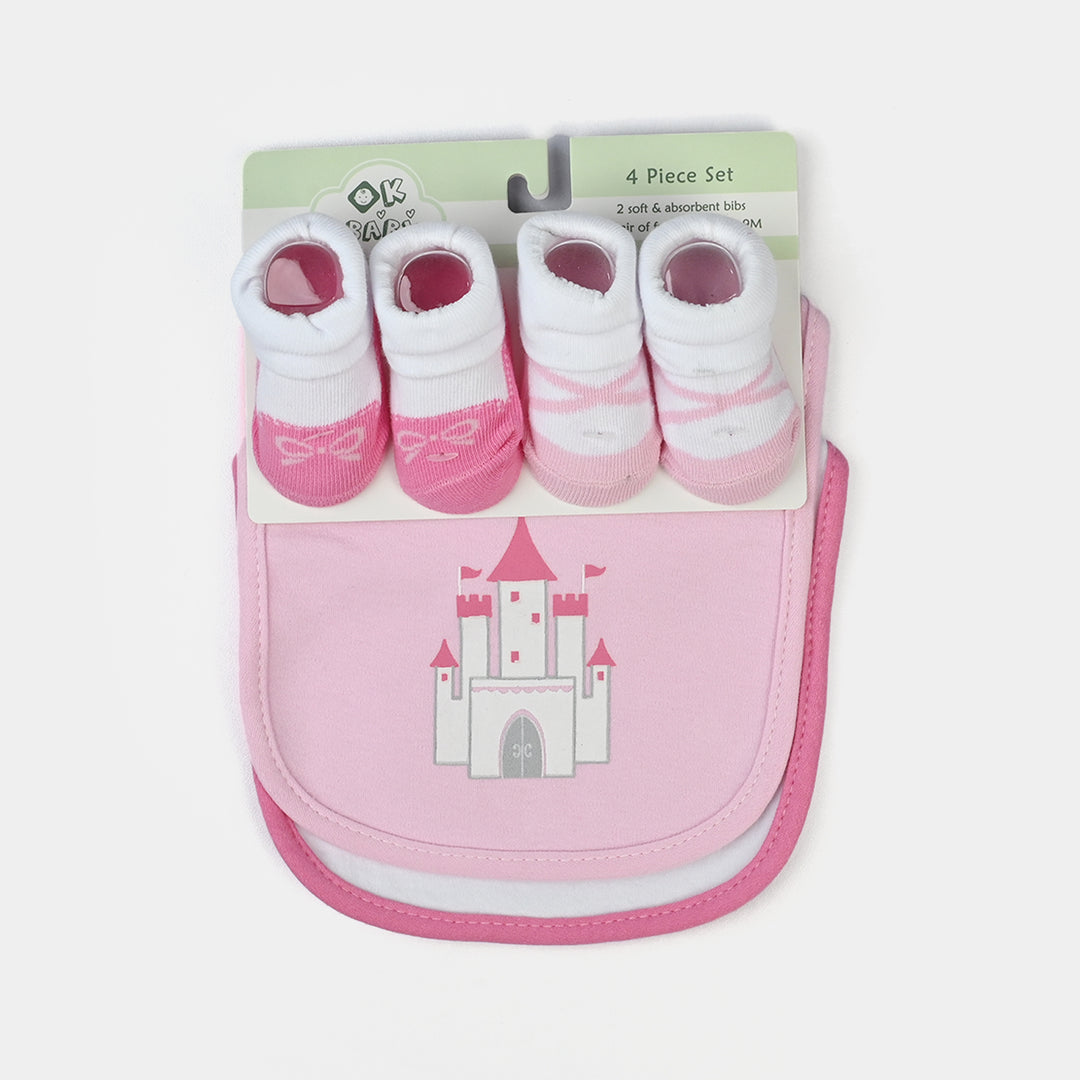 Baby Bibs & Booties Set | 3 Pcs