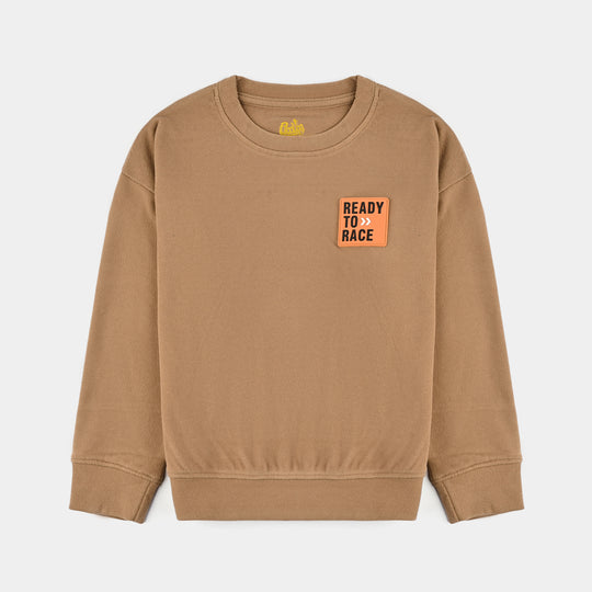 Boys Fleece Sweatshirt Ready To Race-BROWN
