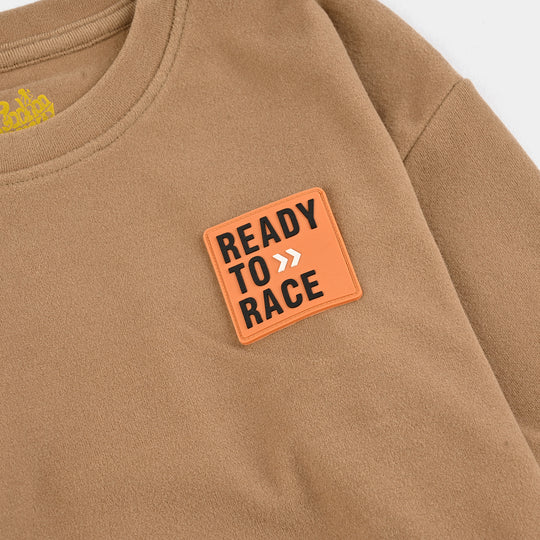Boys Fleece Sweatshirt Ready To Race-BROWN