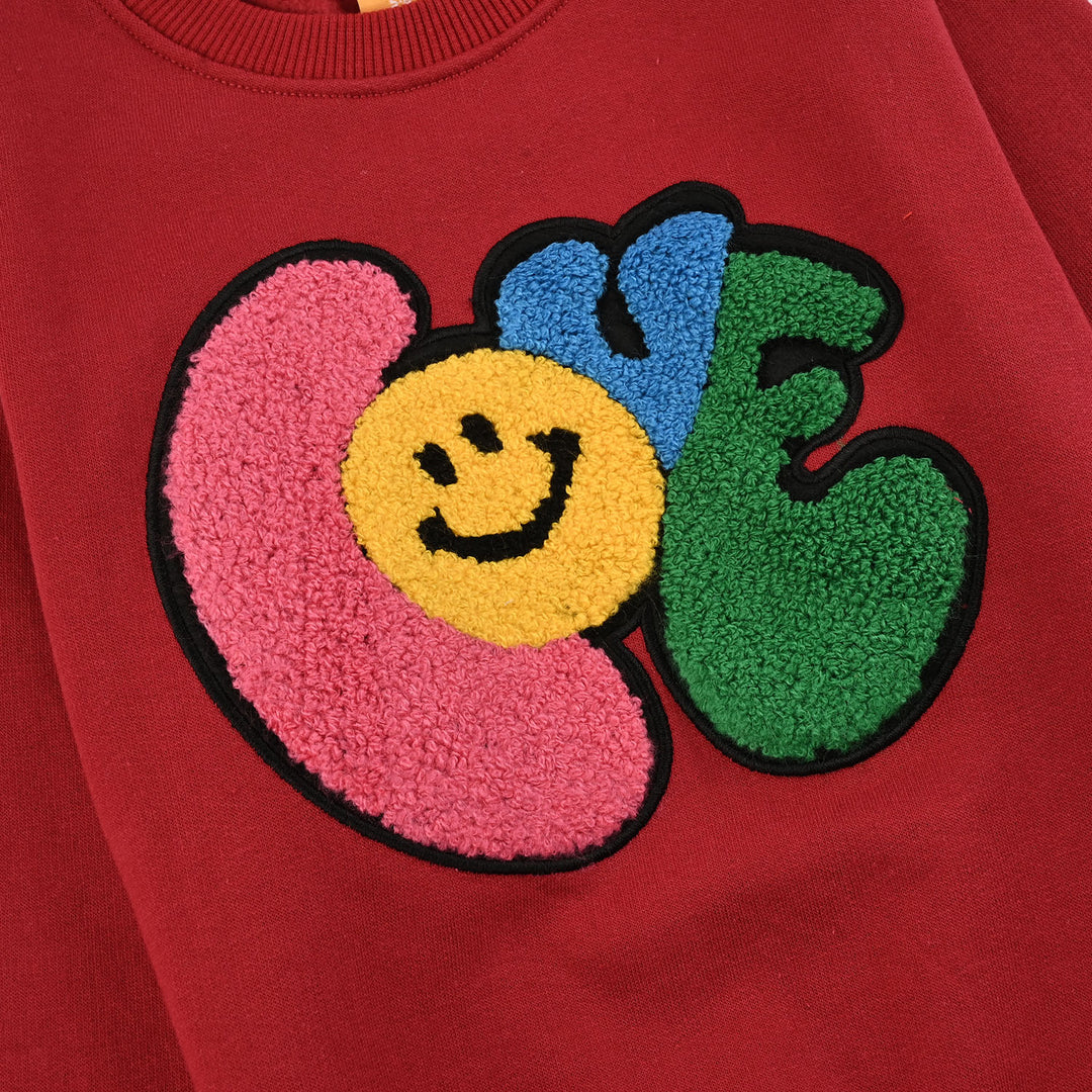 Girls Fleece Sweatshirt LOVE - Red
