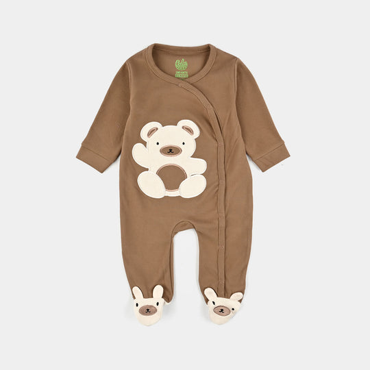 Infant Boys Velour Romper FLUFFY BEAR-BROWN