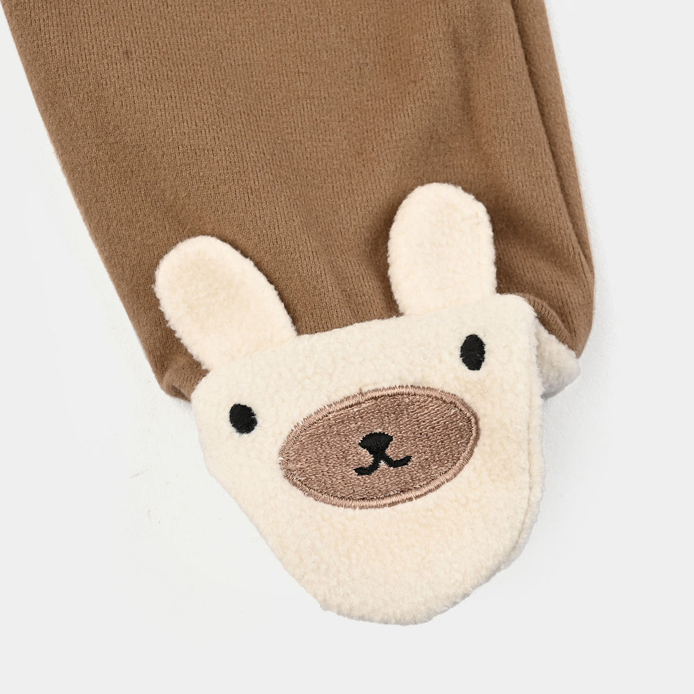 Infant Boys Velour Romper FLUFFY BEAR-BROWN