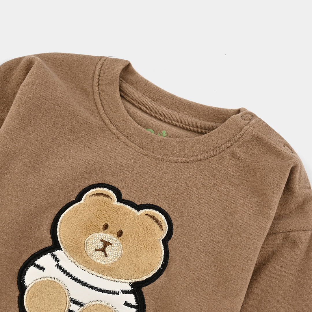Infant Boys Fleece Sweatshirt Bear-BROWN