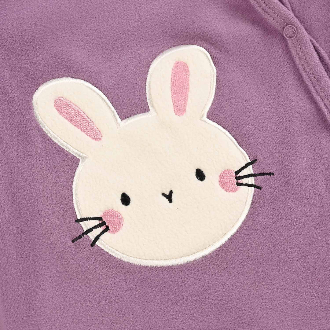 Infant Girls Velour Romper Muffin White-PURPLE
